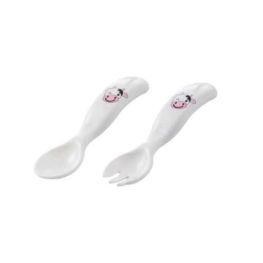 Набор для кормления ложка и вилка 6+, Розовая корова 7123312