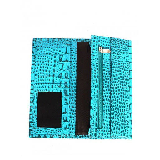 Портмоне женское Croco-ПР-965 натуральная кожа 3 отд, 10 карм, бирюза кайман (72) 264632  фото 3