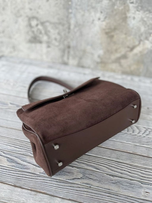 Женская замшевая сумка-портфель 8399 Кофе - Sergio valentini фото 8