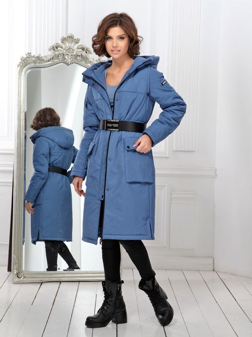 23314 Пальто дем. серо-голубой - Dizzyway фото 4