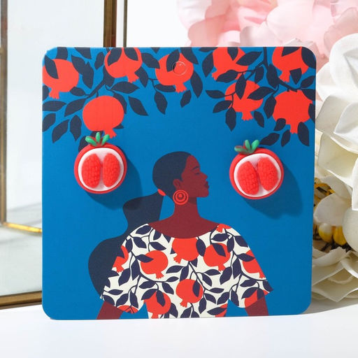 Серьги пластик Гранат, цвет красно-белый в серебре - Queen fair фото 2