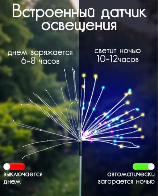 Светильник уличный на солнечной батарее Aopen Одуванчик Фейерверк 95 см  фото 7