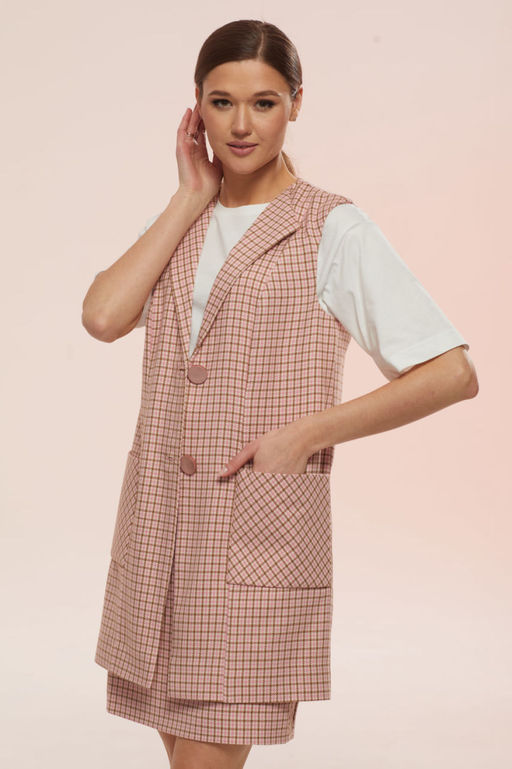 Костюм Lars Style 753 молочный/розово-кофейная клетка