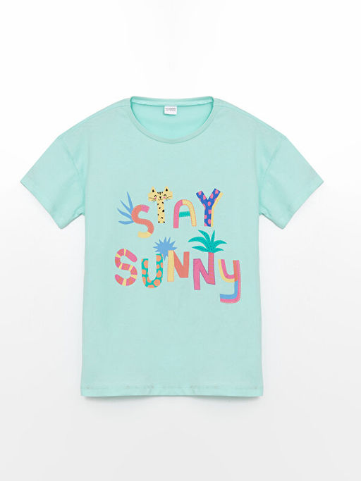 Bisiklet Yaka Bask?l? K?z ?ocuk Pijama ?st