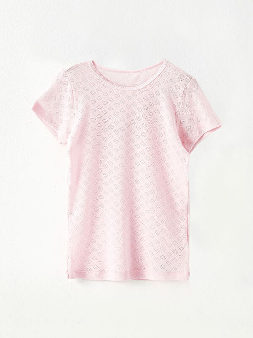 Bisiklet Yaka Kendinden Desenli K?sa Kollu K?z ?ocuk Fanila 2li - Waikiki фото 3