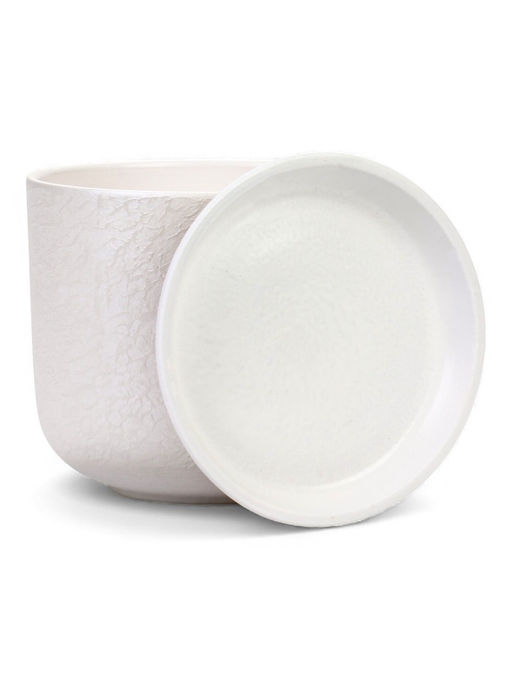 Горшок цветочный с поддоном 3 л, d18/h15,5 см белый керамика, "Перл" (М)