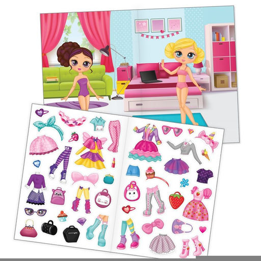 Наклейки многоразовые Одень куколку, формат А4, 45 наклеек