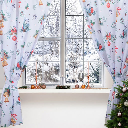 Комплект штор для кухни с подхватами Christmas wreaths 145?180 см - 2 штуки, габардин