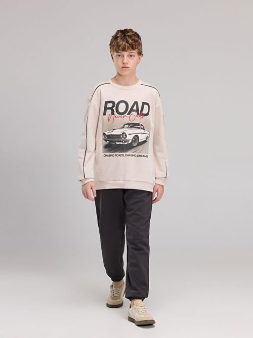 Bask?l? Erkek ?ocuk Sweatshirt ve E?ofman Alt?