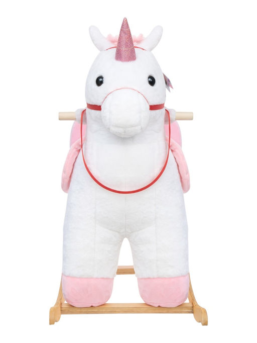 Качалка «Единорог», со спинкой, белая