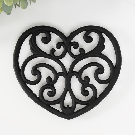 Фигурка чугун, подставка под горячее «Ажурное сердце», 16×17×1.5 см