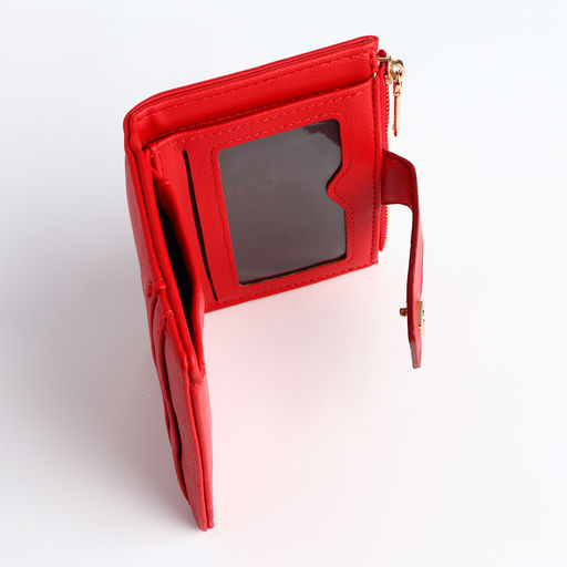 Кошелёк женский на кнопке, 12.5×2×9 см, однотонный, красный