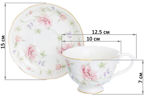 Чайн. набор 12 пр. 250 мл Диана чашка на ножке - Elan gallery фото 6