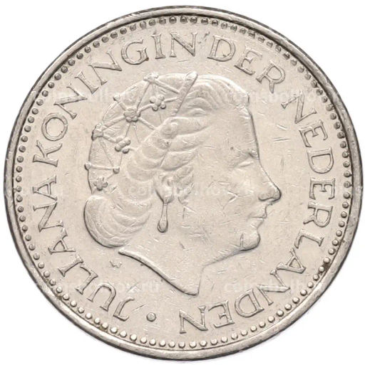 Монета 1 гульден 1977 года Нидерланды