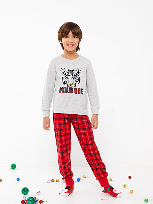 Bisiklet Yaka Bask?l? Uzun Kollu Erkek ?ocuk Pijama Tak?m? - Waikiki фото 2