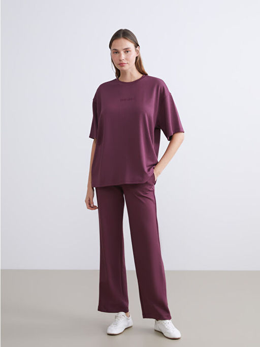 Bisiklet Yaka Nak??l? Oversize Kad?n Ti??rt