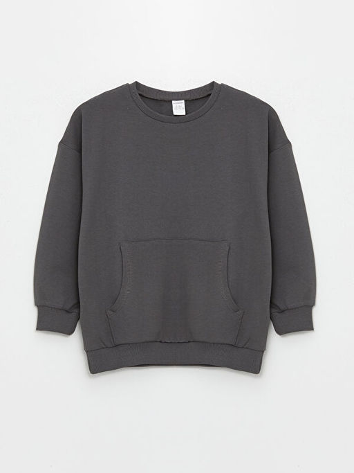 Bisiklet Yaka Uzun Kollu Bask?l? Erkek Bebek Sweatshirt