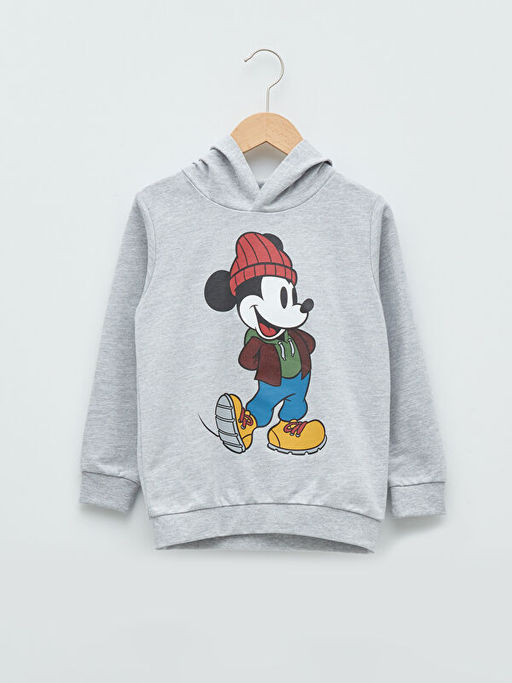 Kap??onlu Mickey Mouse Bask?l? Uzun Kollu Erkek ?ocuk Sweatshirt