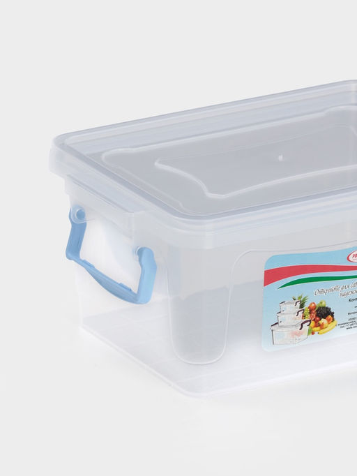 Контейнер пищевой, 1.5 л, 21×14×10 см, пластик, прямоугольный, прозрачный, ручки МИКС