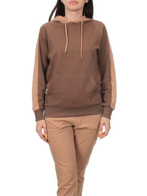 NO01 BEIGE/BROWN Костюм спортивный женский (хлопок 90%, полиэстер 10%) - Fashion фото 3
