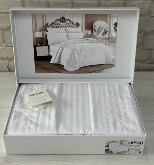 КПБ EFOR STRIPE SATIN A-13 белый (коробка) евро
