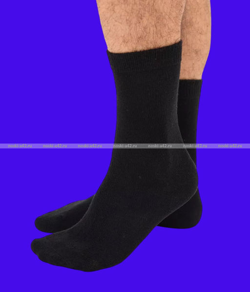 Цена за 12 пар.Термоноски мужские ШЕРСТЬ внутри махра ЧЕРНЫЕ арт. 1553
