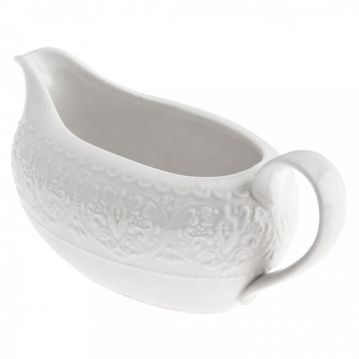 Русь Соусник фарфоровый 200мл, 7,3х15см h6,8см, белый, рельефный декор (Китай) - Домашняя мода фото 4