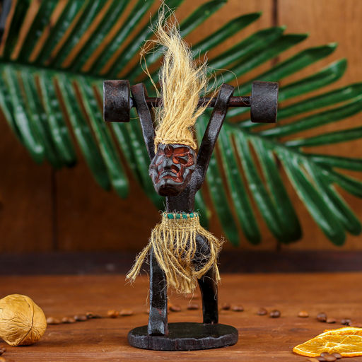 Сувенир «Абориген-штангист», 30 см, дерево