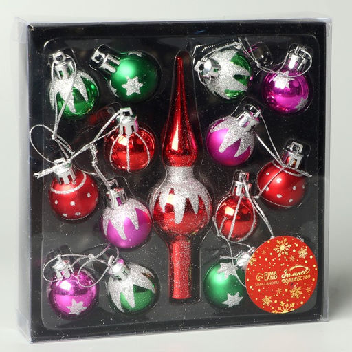 Ёлочные игрушки Сочельник. Краски, новогодние, набор 15 шт. - Зимнее волшебство фото 2