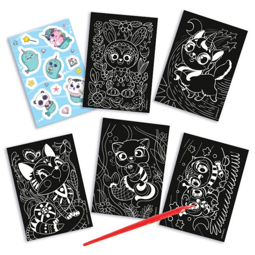 Цена за 3 шт. Гравюра блокнот детский «Зверята», 10 листов, штихель