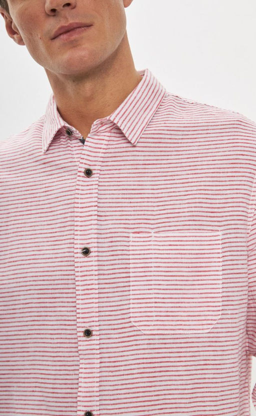 Рубашка д/р лен P411-0489 red