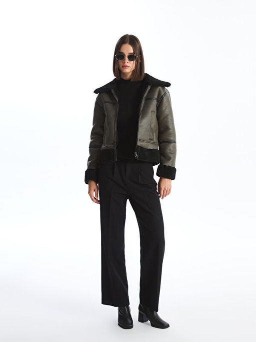 G?mlek Yaka D?z S?et G?r?n?ml? Kad?n Mont - Waikiki фото 2