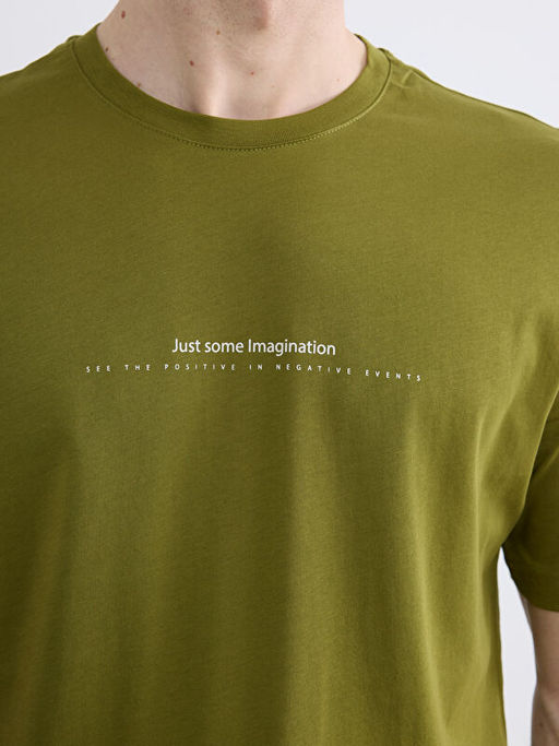 Bisiklet Yaka Yaz? Bask?l? Penye Erkek Ti??rt