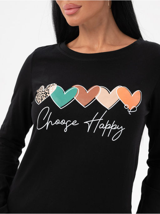 Лонгслив Счастье женский черный - София фото 8