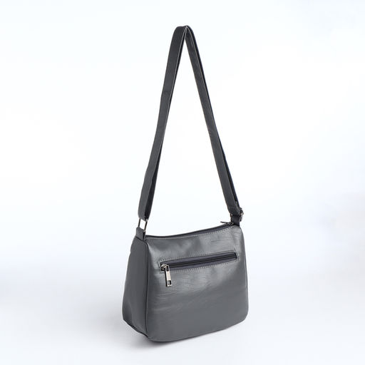 Сумка женская кросс-боди на молнии, 20×8.5×15 см, серая