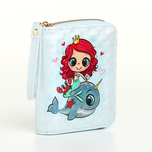 Кошелёк детский «Русалочка», на молнии, голубой