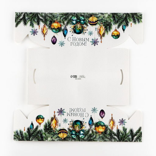 Цена за 5 шт. Коробка для капкейка «Еловые новогодние веточки», 16×16×10 см