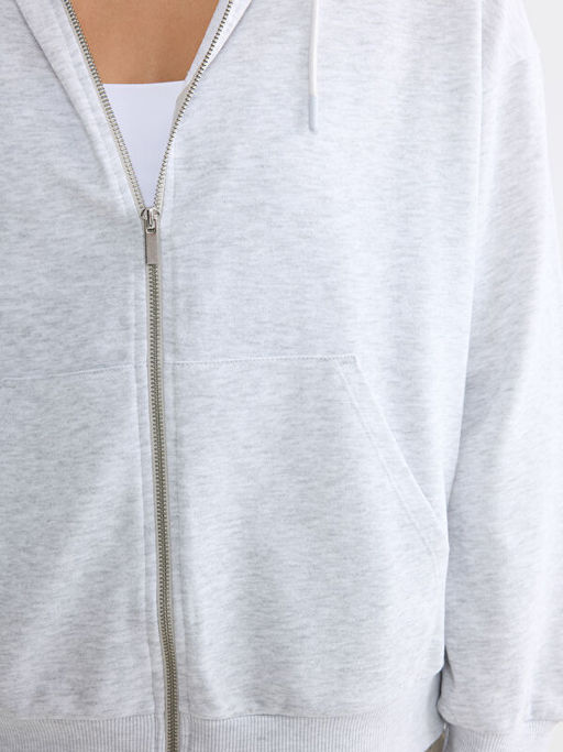 Kap??onlu Oversize Kad?n Fermuarl? Sweatshirt - Waikiki фото 3