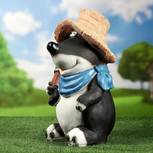 Садовая фигура из полистоуна «Крот в шляпе», 45×26×26 см