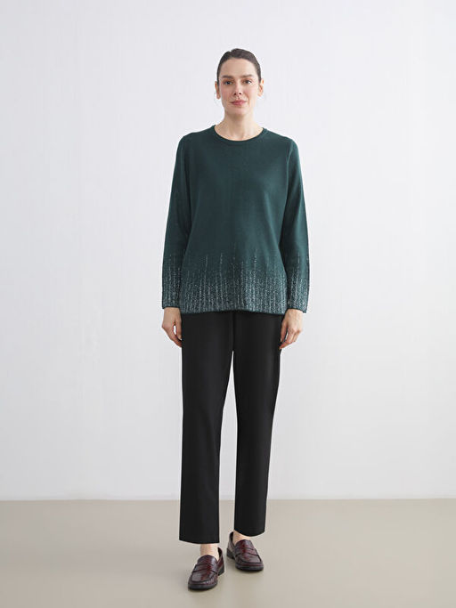 Bisiklet Yaka Desenli Kad?n Triko Kazak