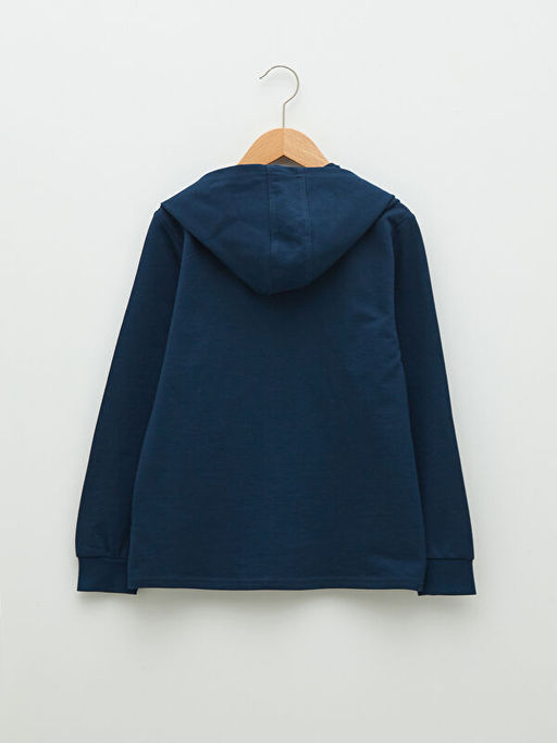 Kap??onlu Bask?l? Uzun Kollu Erkek ?ocuk Fermuarl? Sweatshirt - Waikiki фото 2