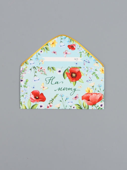 Цена за 10 шт. Конверт для денег На мечту, маки, 16,5 х 8 см