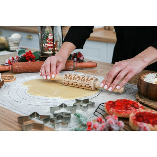 Скалка новогодняя Доляна, фигурная, 30?4 см, рабочая часть 11.5 см, вращающаяся