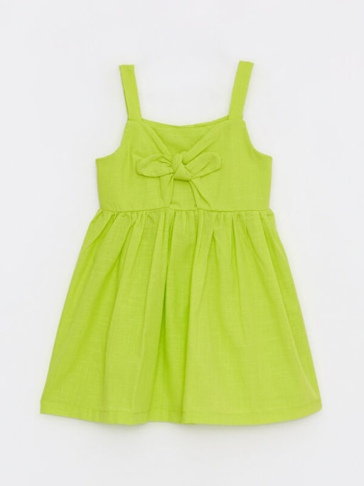 Kare Yaka Ask?l? Basic Pamuklu K?z Bebek Elbise