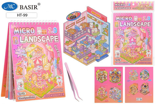 Набор для творчества "Блокнот - румбокс XXL. Мишки и зайчики": 8 локаций, 8 листов с наклейками, пинцет (HT-99)