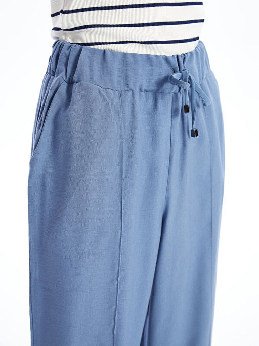 Beli Lastikli D?z Geni? Pa?a Kad?n Pantolon