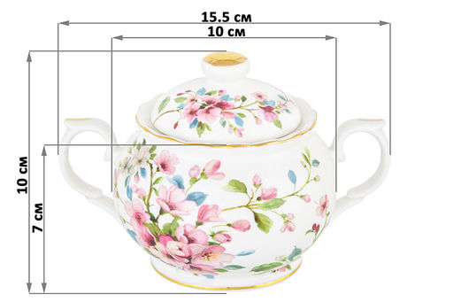 Сахарница 380 мл 15,5*10*10 см Яблоневый цвет на белом NEW BONE CHINA - Elan gallery фото 2