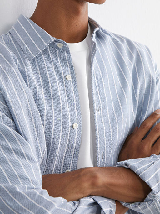 Rahat Kal?p Uzun Kollu ?izgili Erkek G?mlek