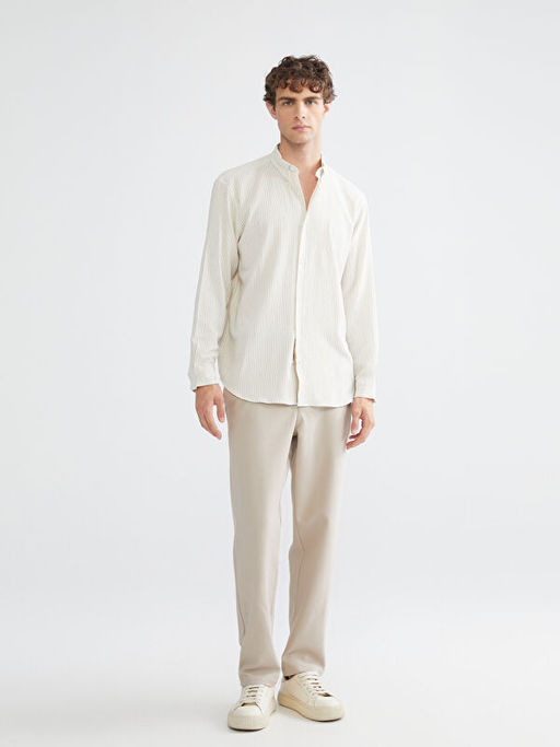 Slim Fit Uzun Kollu ?izgili Erkek G?mlek