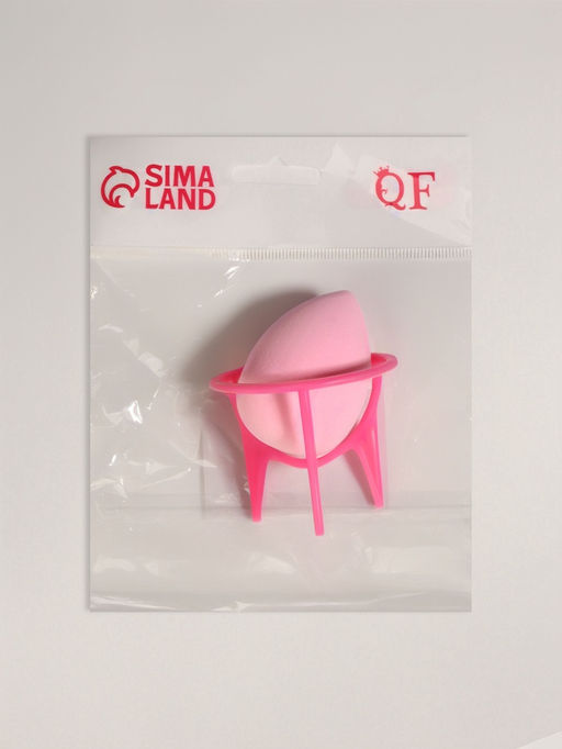 Спонж для макияжа «Капля», 6×8 см, с подставкой, розовый